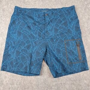 Mack Weldon Mens Board Shorts Blue Palm Leaf Print Swim‎ Trunks Waist 39/40